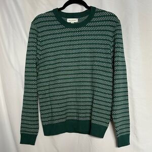 Green and White Crewneck Sweater